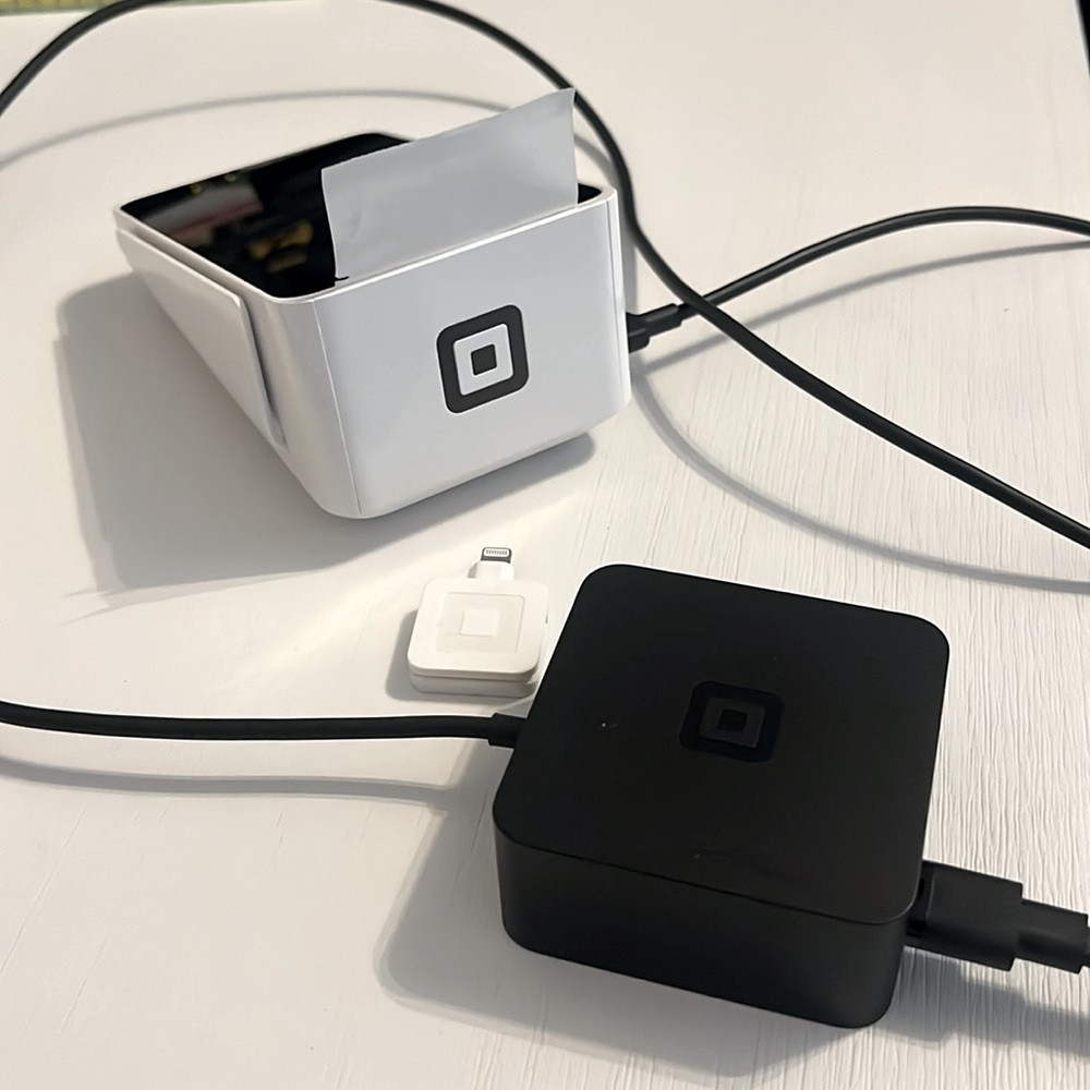Square Processing Terminal with Bluetooth adaptor plug and iPhone reader
